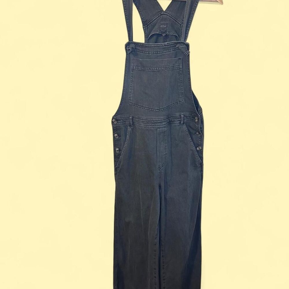 Aerie Wide-Legged Denim Overalls Gray Denim